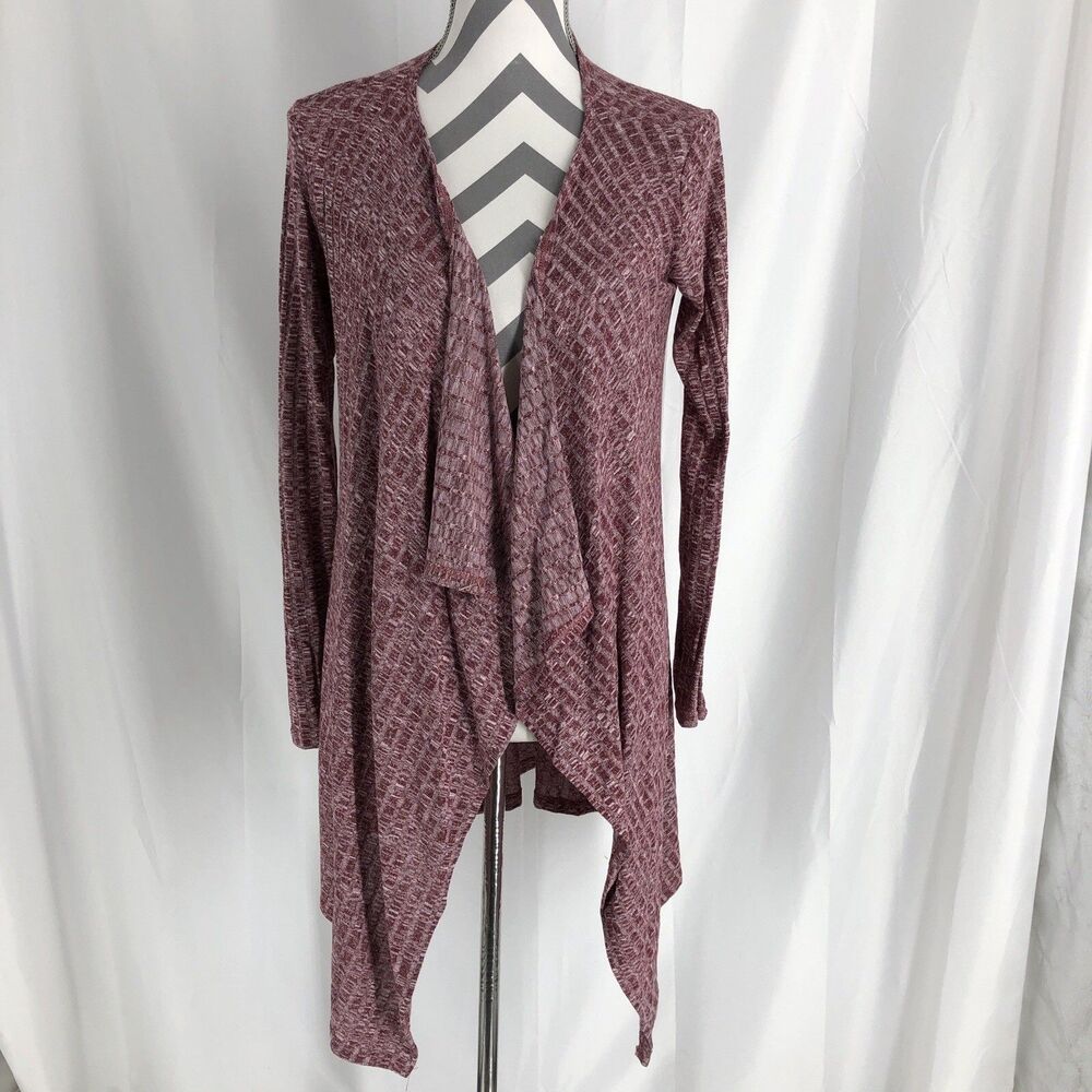 NWOT Reborn J Cardigan Open Front Burgundy Long Duster Small